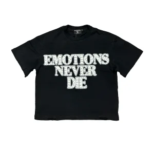 Mixed Emotion T Shirt black End rhinestone lettering tee