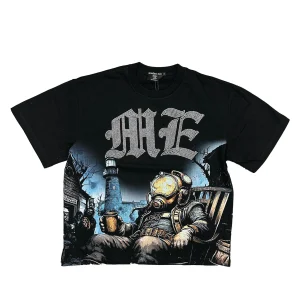 Mixed Emotion T Shirt black Astronaut rhinestone tee
