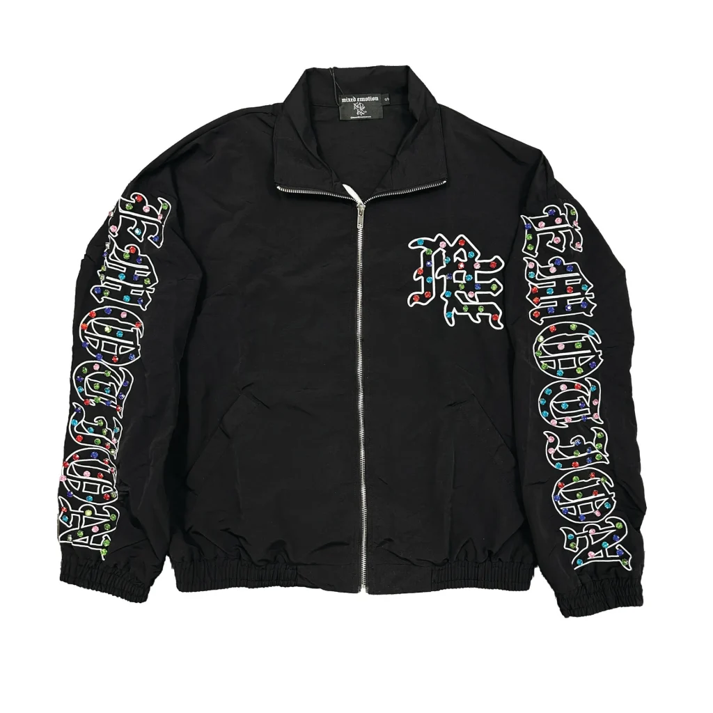 Mixed Emotion nylon jacket with rhinestone ME logo