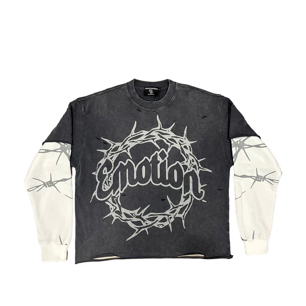 Mixed Emotion T Shirt barbed wire thermal long sleeve