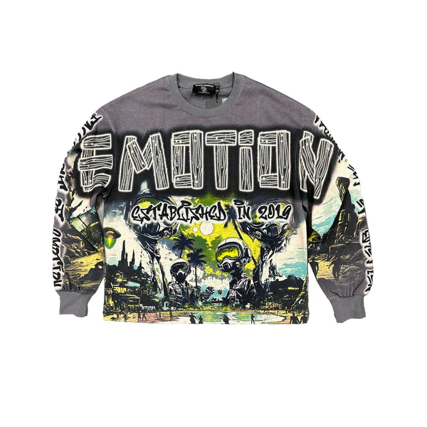 Mixed Emotion T Shirt grey UFO long sleeve