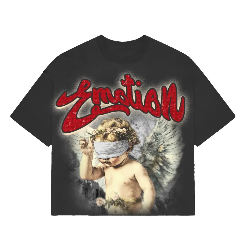Mixed Emotion T Shirt grey rhinestone cropped