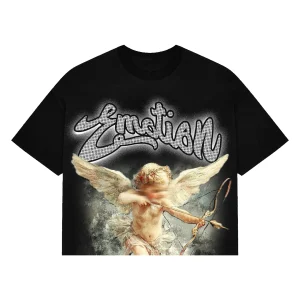 Mixed Emotion T Shirt black rhinestone cropped cut