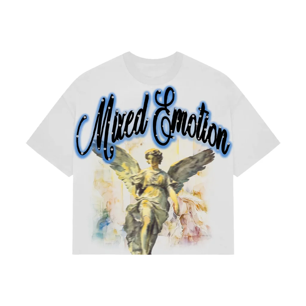 Mixed Emotion T Shirt blue rhinestone cropped