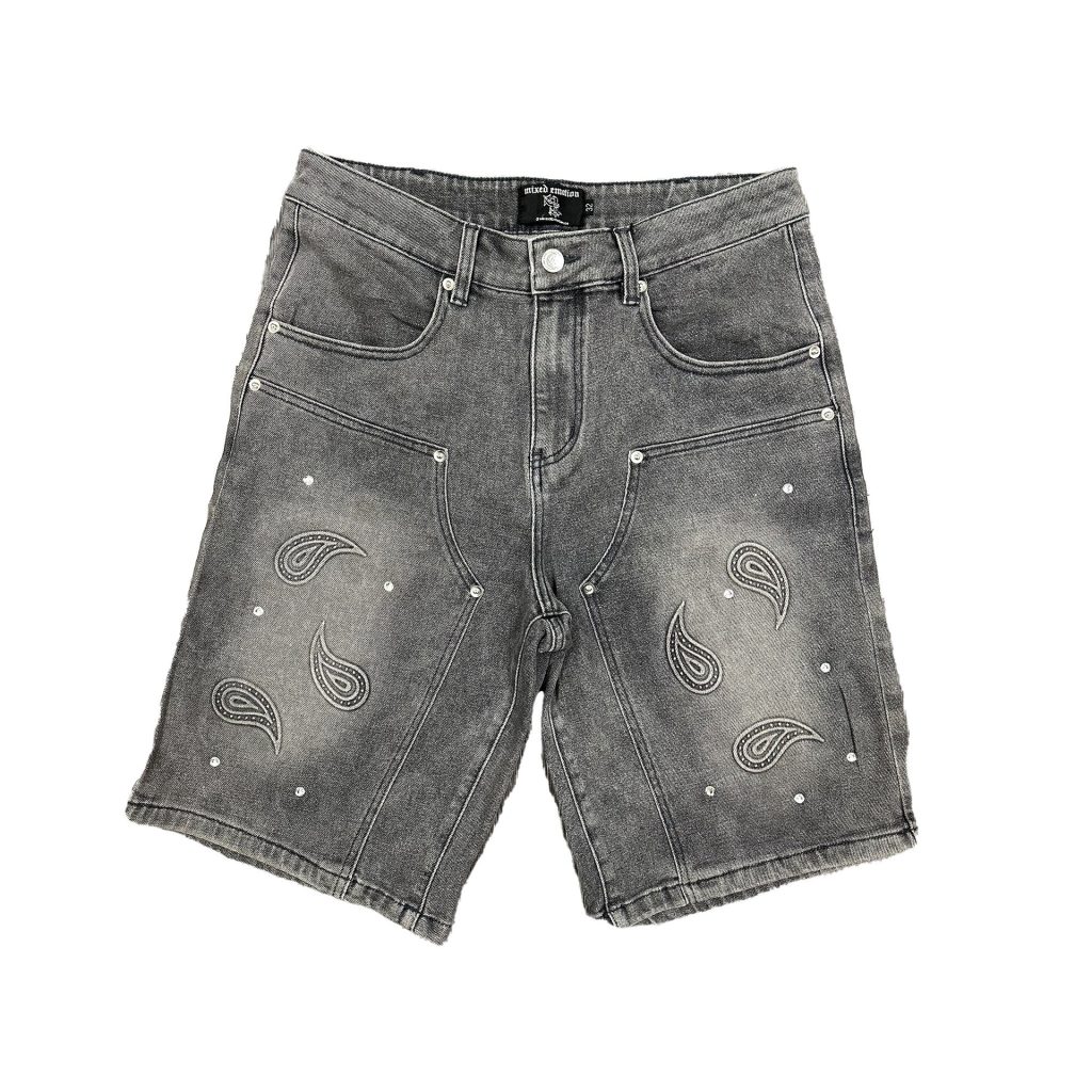 Mixed Emotion Shorts paisley denim grey streetwear