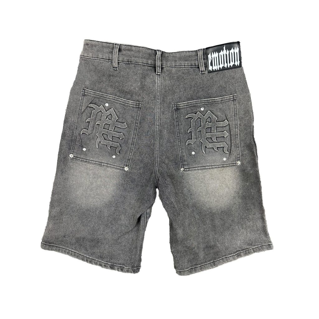 Mixed Emotion Paisley Denim Grey Shorts