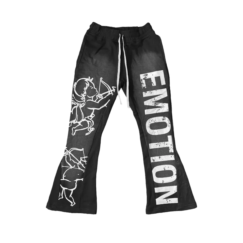 Mixed Emotion Sweatpants in black with cupid flare leg, soft fabric, relaxed streetwear fit