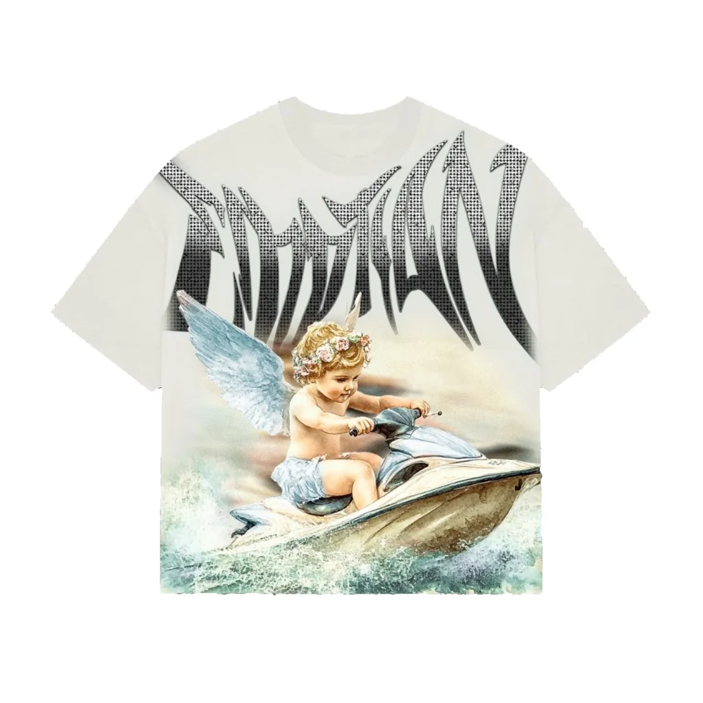 Mixed Emotion T Shirt cream Jetski rhinestone