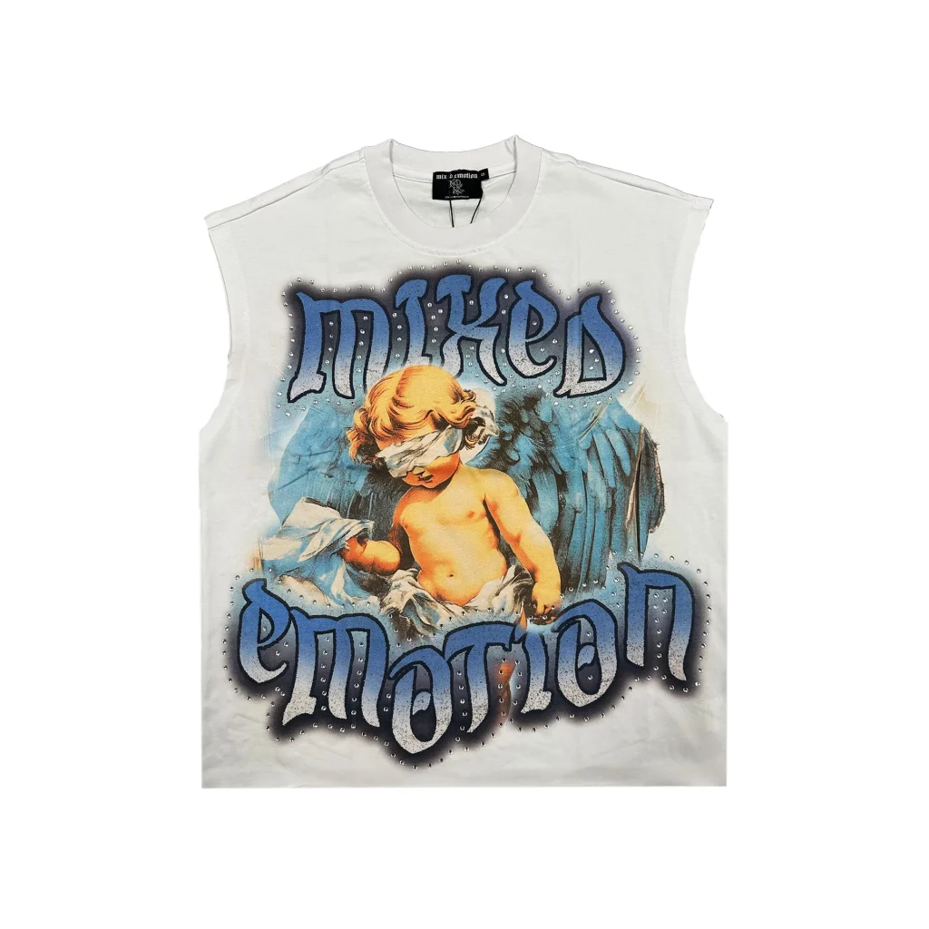 Mixed Emotion T Shirt white angel sleeveless