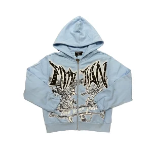 Blue Graffiti Rhinestone Hoodie