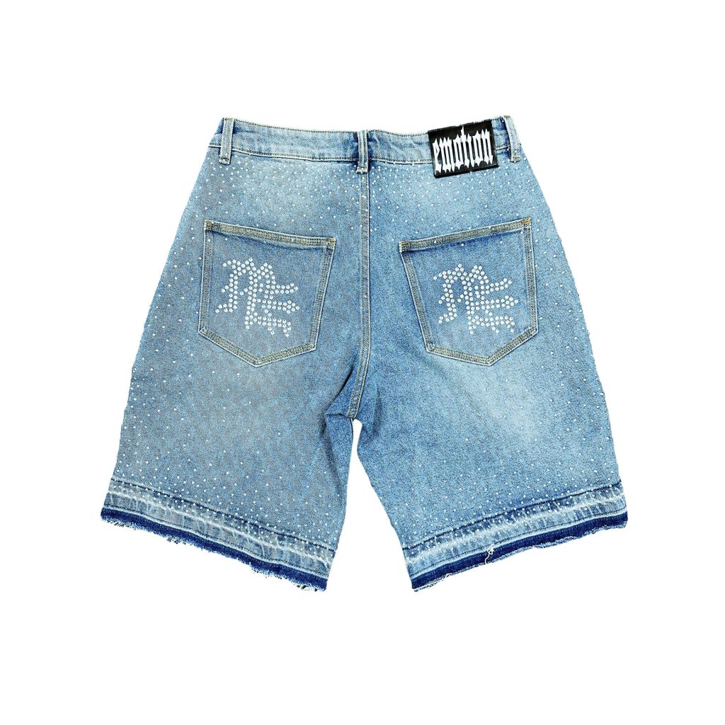 Mixed Emotion ME Rhinestone Denim Shorts
