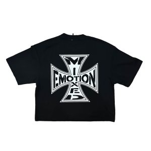 Mixed Emotion Black Iron Cross Distressed Shirt
