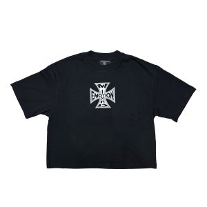 Mixed Emotion Black Iron Cross Distressed Shirt