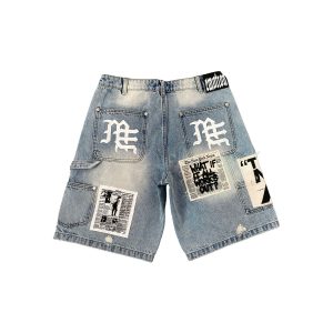 Mixed Emotion Blue AI Denim Shorts "Any Means Possible"