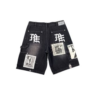 Mixed Emotion Black AI Denim Shorts "Any Means Possible"