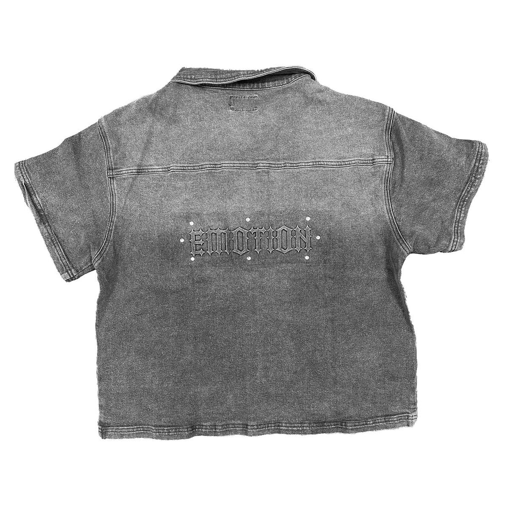 Mixed Emotion Black Paisley Rhinestone Denim Shirt