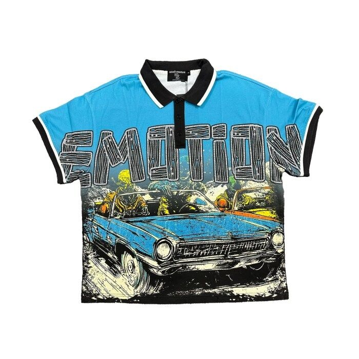 Mixed Emotion Blue Road Rage Graphic Polo Shirt