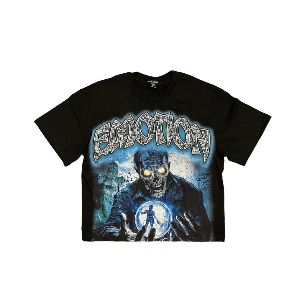 Mixed Emotion T Shirt Black End Rhinestone | Mixed Emotion