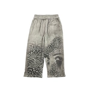 Mixed Emotion Grey Striped All-Over Print Sweatpants