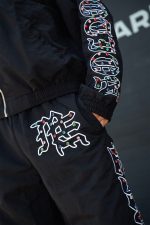 Mixed Emotion Black ME Rhinestone Nylon Sweatpants