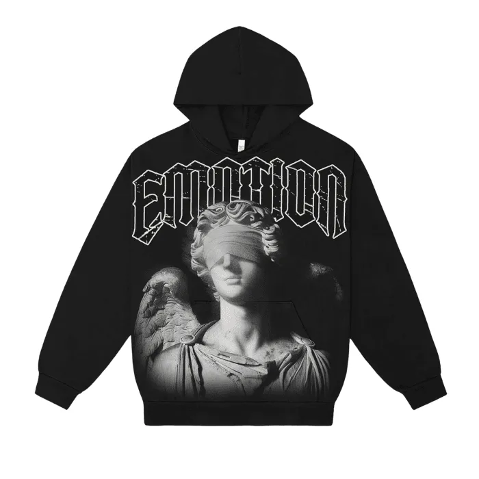 Mixed Emotion Blinded Angel Black Graphic Hoodie