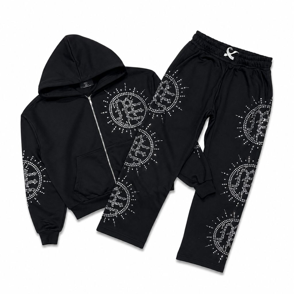 Mixed Emotion Eclipse Rhinestone Black Tracksuit