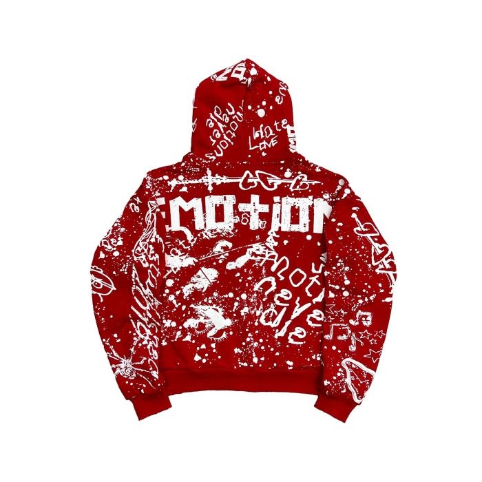 Mixed Emotion Graffiti Red Zip-Up Hoodie