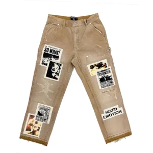 Mixed Emotion Newspaper Carpenter Pants