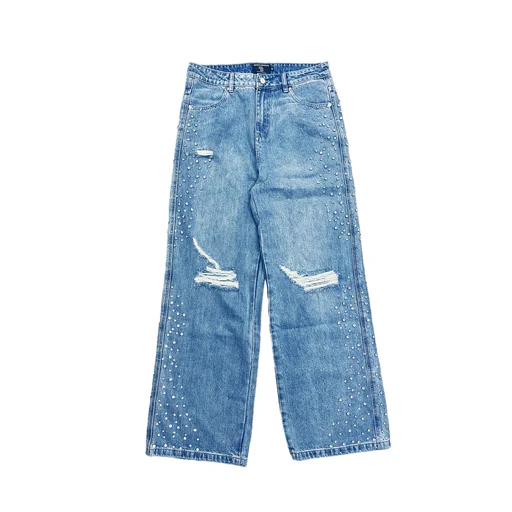 Mixed Emotion Blue Stone Baggy Jeans